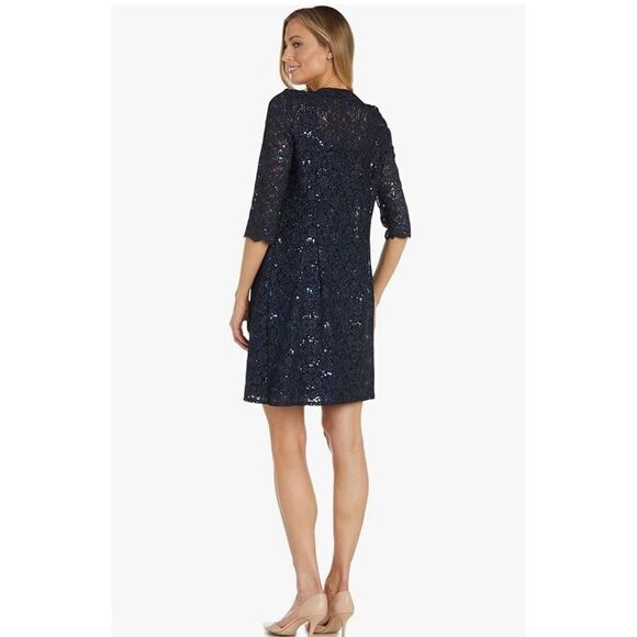R&M Richards 2-Piece Women’s Formal Coctail Party Lace Jacket and Dress with Pea - Picture 5 of 11